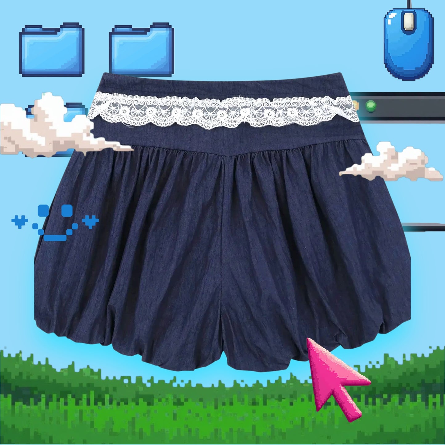 Lace Trim Shorts with Drawstring in 2 Colours