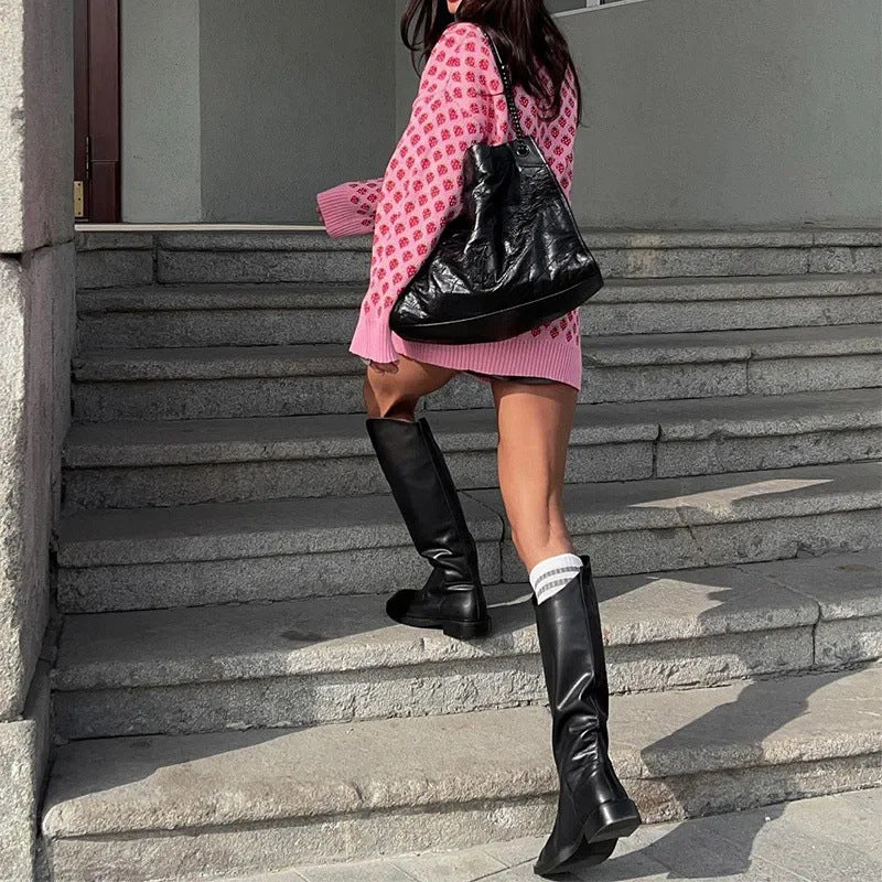Sweet Girl Strawberry Printed Knitted Pullover