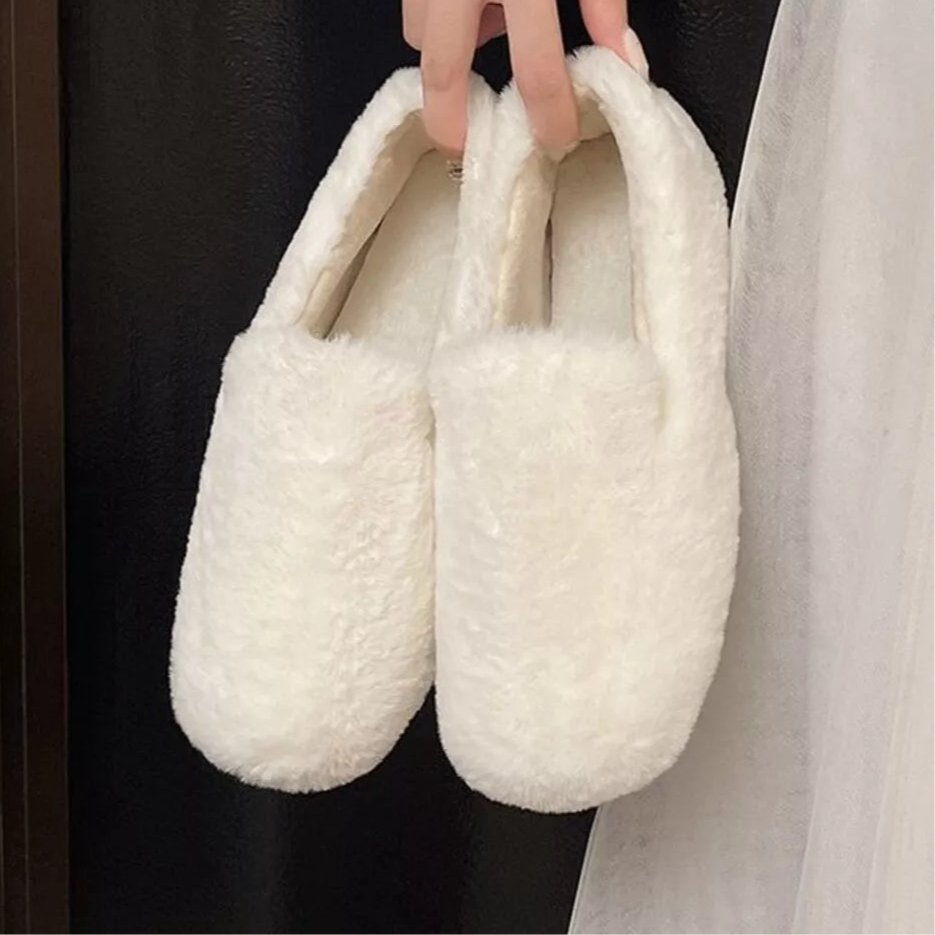 Fluffy Round Toe Slip-Ons in 4 Colours