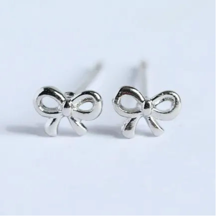 Copper Bow Stud Earrings in Gold & Sliver