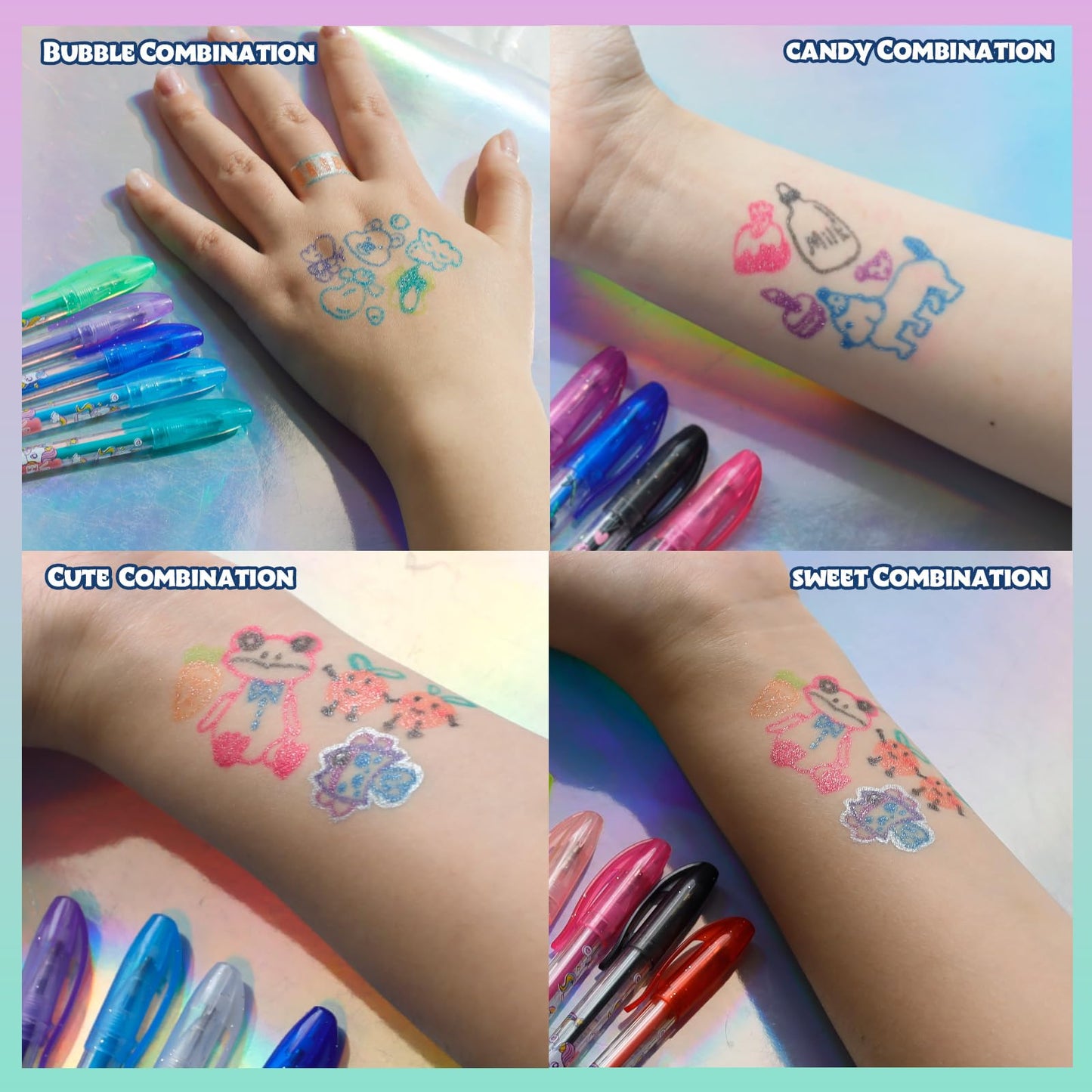 Townley Girl 16 Glitter Body Art Pen Set - Hello Kitty, Barbie, Disney Princess