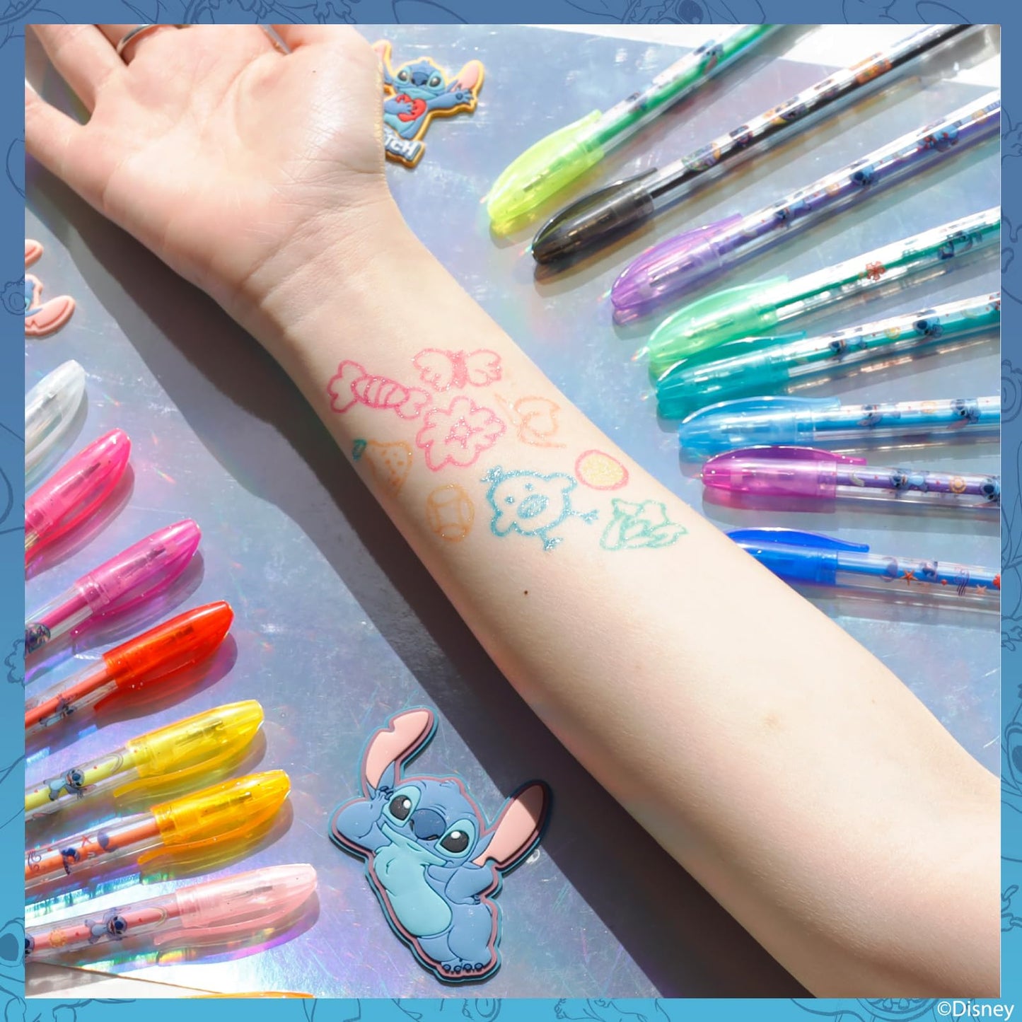 Townley Girl 16 Glitter Body Art Pen Set - Hello Kitty, Barbie, Disney Princess