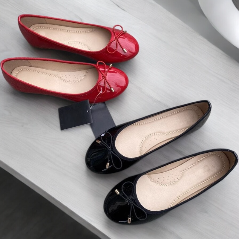 French Style Round Elegant Bow Ballet Flat Cushion in 2 Colours