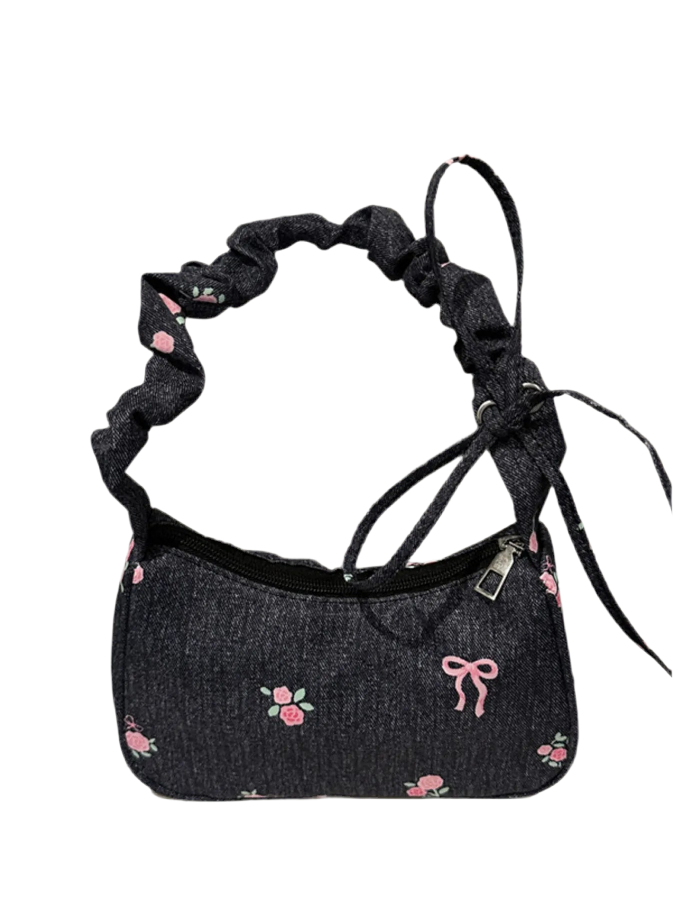 Embroidered Ruched Strap Shoulder Bag in 3 Colours