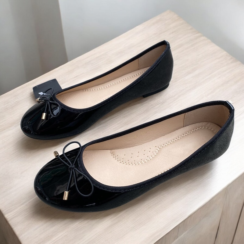 French Style Round Elegant Bow Ballet Flat Cushion in 2 Colours