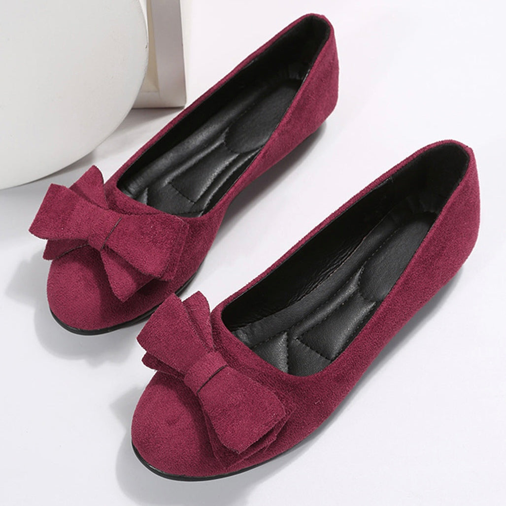 Bow Solid Color Round Toe Flat Slip-Ons in 3 Colours