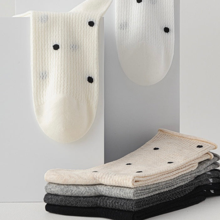 Summer Cotton Long Barrel Stacked Mesh Breathable Antibacterial Socks in 6 Colours
