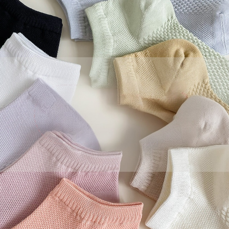 Pure Cotton Woven Ice Slashes Crew Socks in 10 Colours