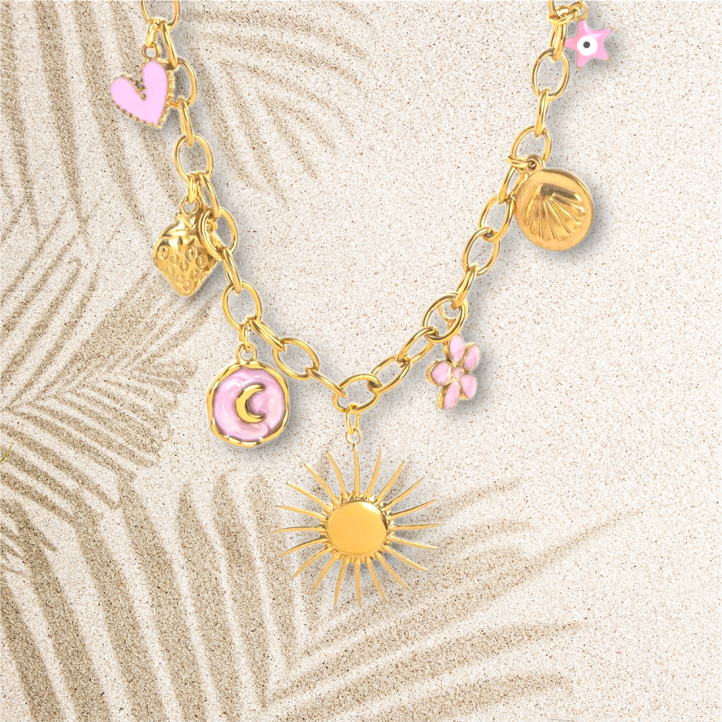 18K Gold-Plated Stainless Steel Charm Necklace in 5 Designs