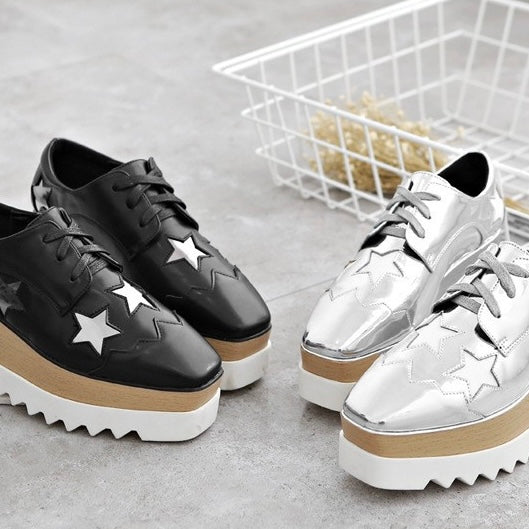 2025SS Trendy Platform Square-toe Oxfords in 4 Colours
