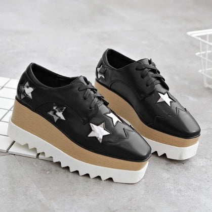 2025SS Trendy Platform Square-toe Oxfords in 4 Colours