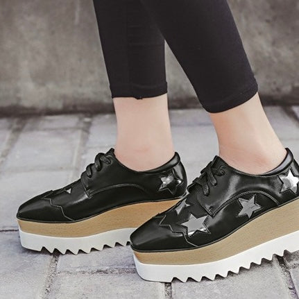 2025SS Trendy Platform Square-toe Oxfords in 4 Colours