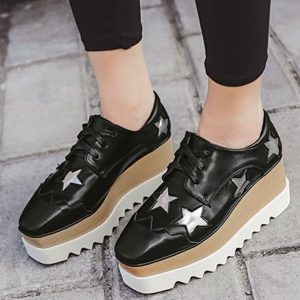 2025SS Trendy Platform Square-toe Oxfords in 4 Colours