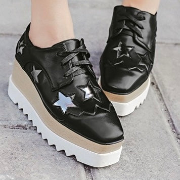 2025SS Trendy Platform Square-toe Oxfords in 4 Colours