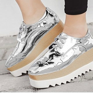 2025SS Trendy Platform Square-toe Oxfords in 4 Colours