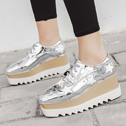 2025SS Trendy Platform Square-toe Oxfords in 4 Colours