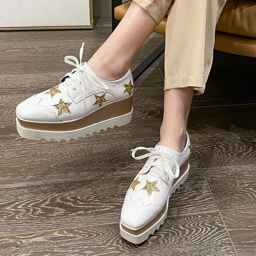 2025SS Trendy Platform Square-toe Oxfords in 4 Colours
