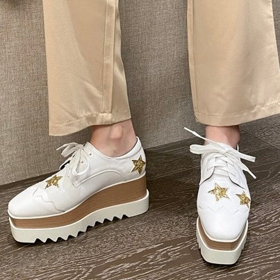 2025SS Trendy Platform Square-toe Oxfords in 4 Colours