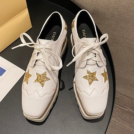 2025SS Trendy Platform Square-toe Oxfords in 4 Colours