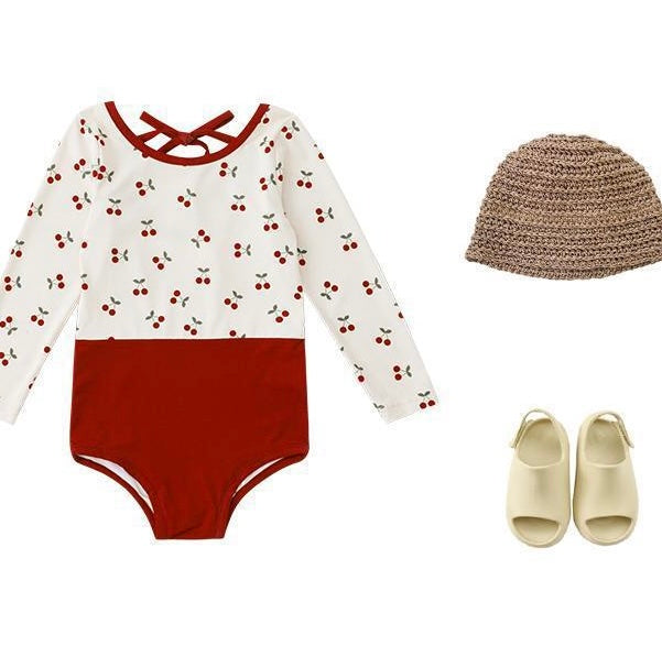 Toddler Girls Backless Swimwear and Matching Cap in 5 Colours