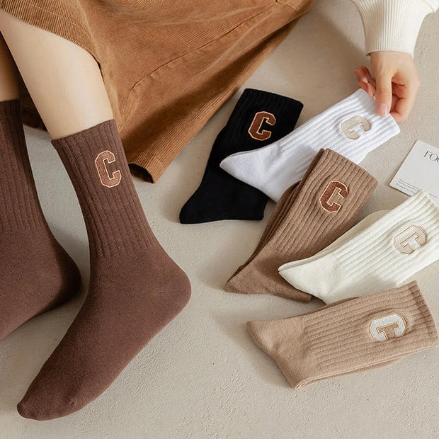Summer Soft Cotton Letter Sneaker Socks Assorted Packs in 6 Colours