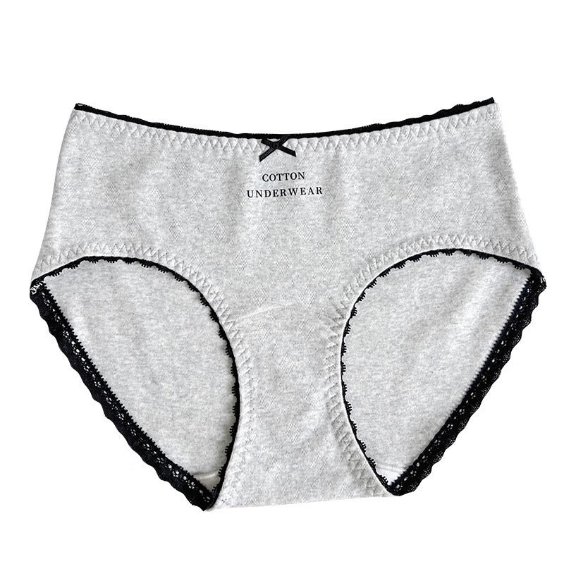 10A Antibacterial French Style Raw Cotton Underwear Mid-Waist Long Crotch Plus Size