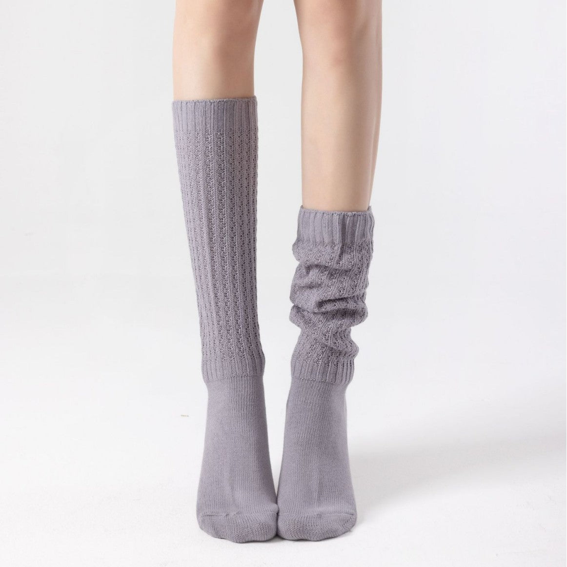 2025 Solid Color Thin Simple Loose High Calf Socks Piled Six Colors