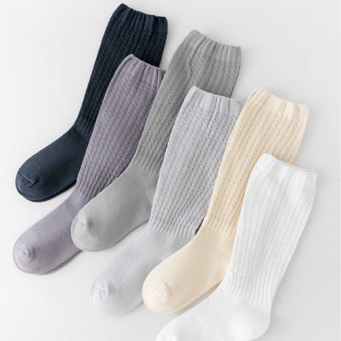 2025 Solid Color Thin Simple Loose High Calf Socks Piled Six Colors