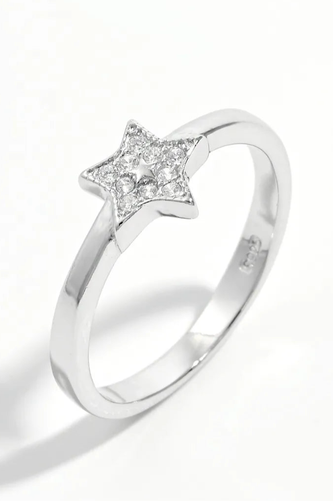 925 Sterling Silver Inland Zircon Star Ring