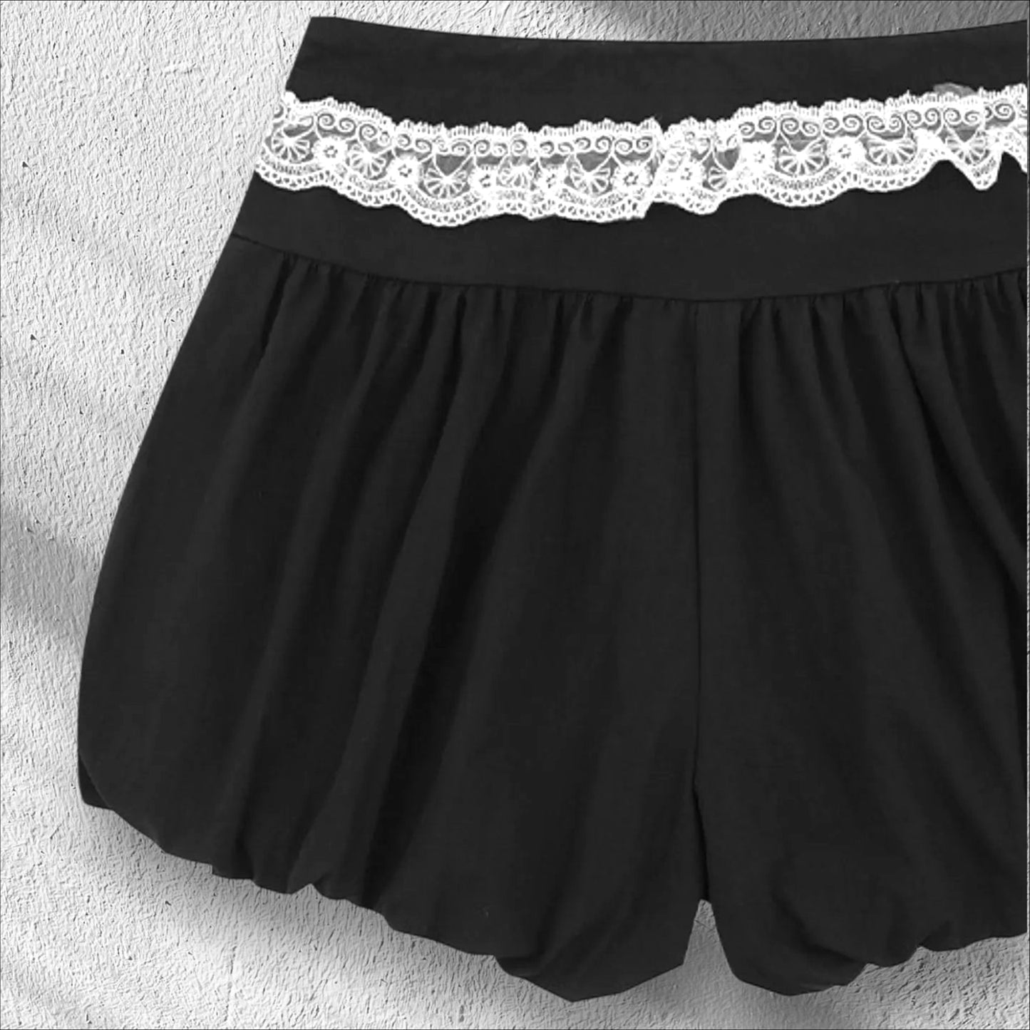 Lace Trim Shorts with Drawstring in 2 Colours