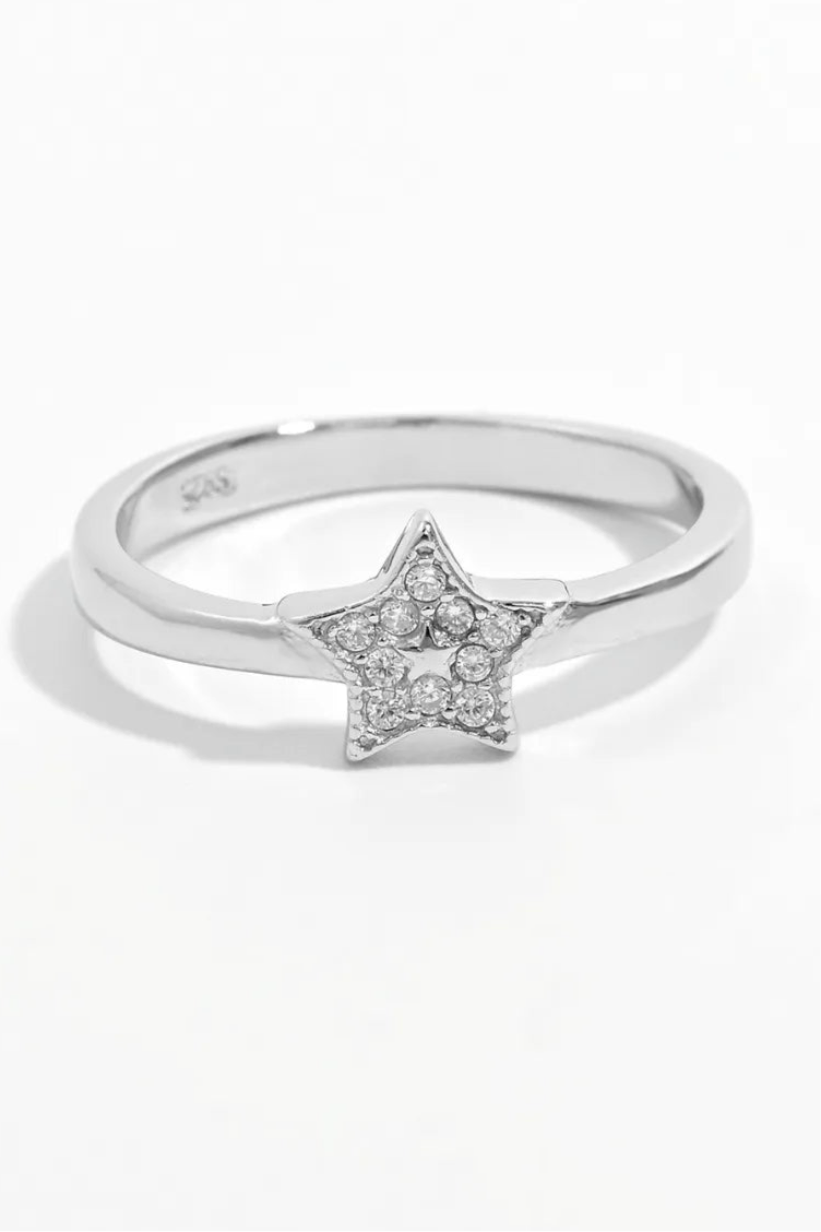 925 Sterling Silver Inland Zircon Star Ring