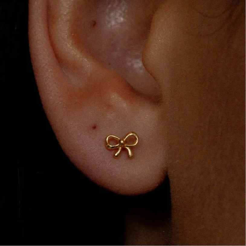 Copper Bow Stud Earrings in Gold & Sliver