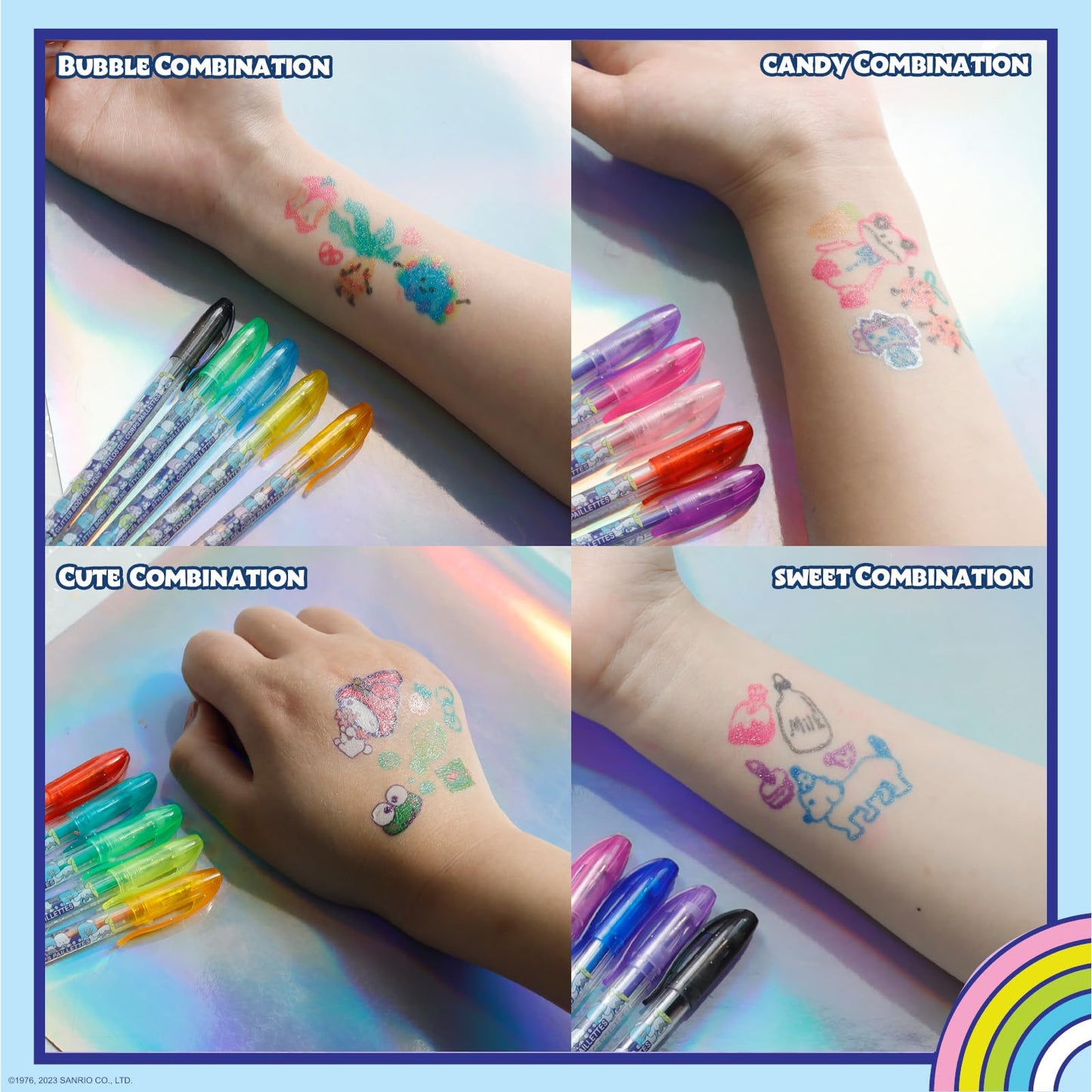 Townley Girl 16 Glitter Body Art Pen Set - Hello Kitty, Barbie, Disney Princess