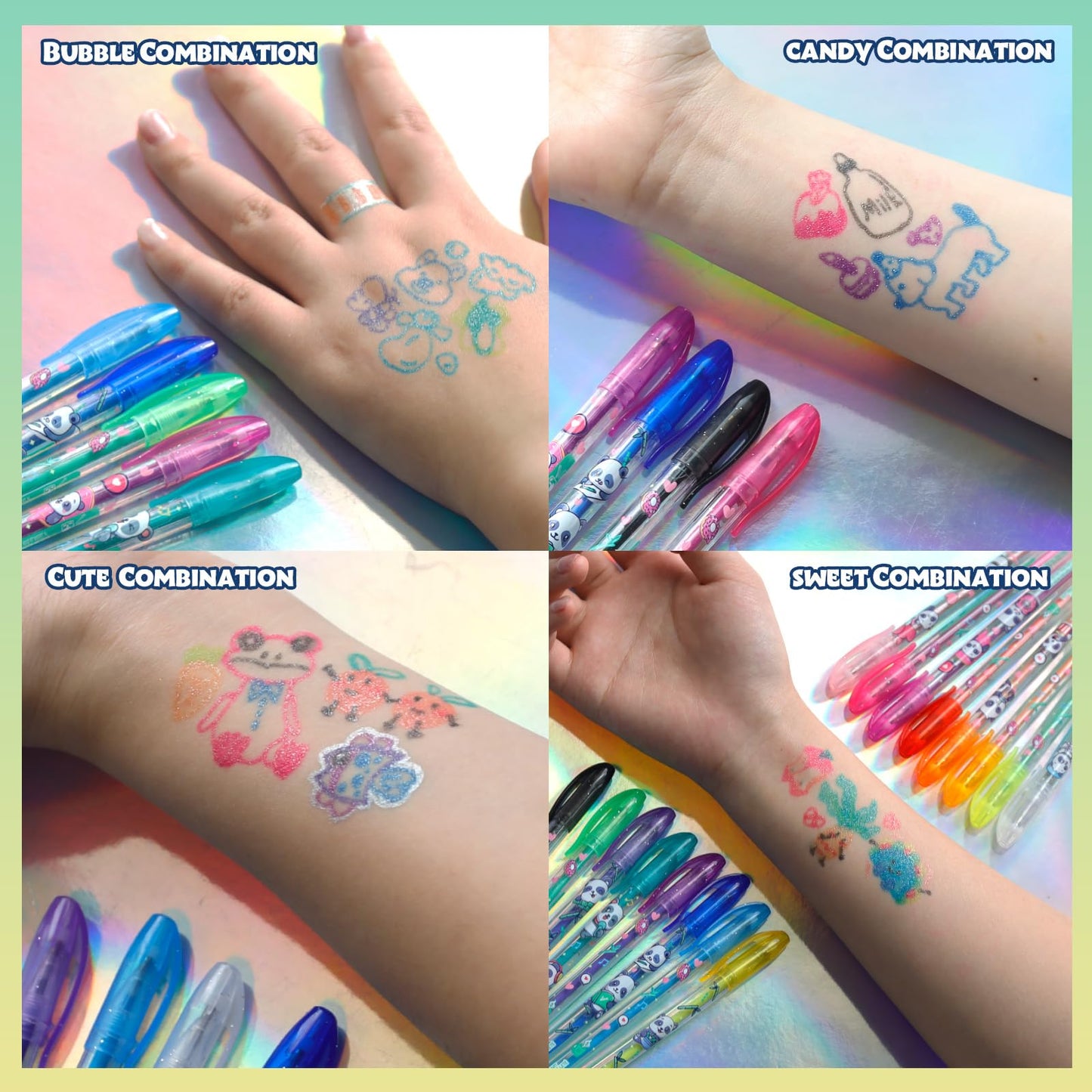Townley Girl 16 Glitter Body Art Pen Set - Hello Kitty, Barbie, Disney Princess