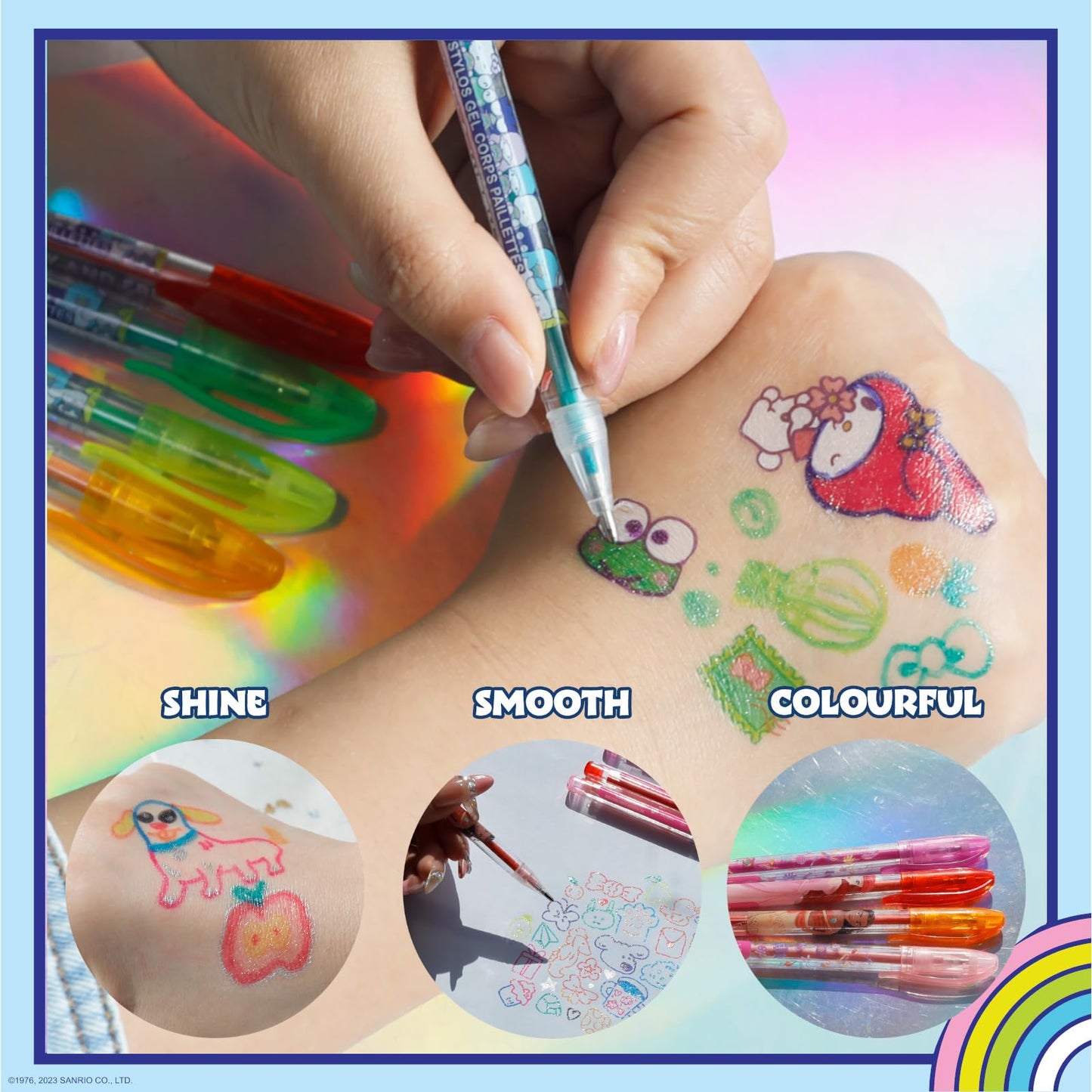 Townley Girl 16 Glitter Body Art Pen Set - Hello Kitty, Barbie, Disney Princess