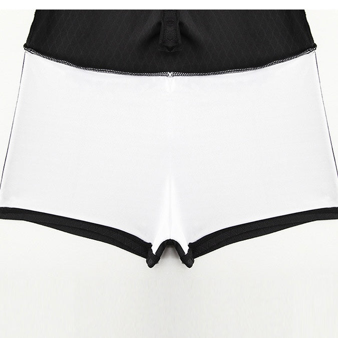 Short-sleeved One-piece Skirt Slimming Swimsuit With Pads in 2 Colours