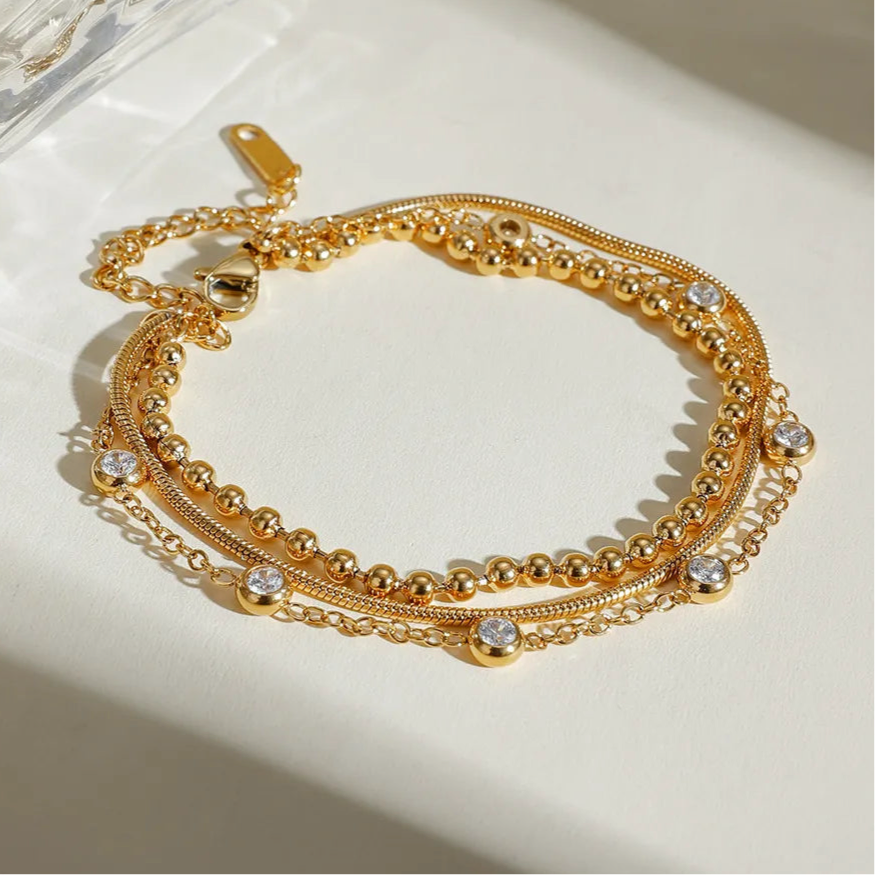18K Gold-Plated Layered Inlaid Zircon Bracelet