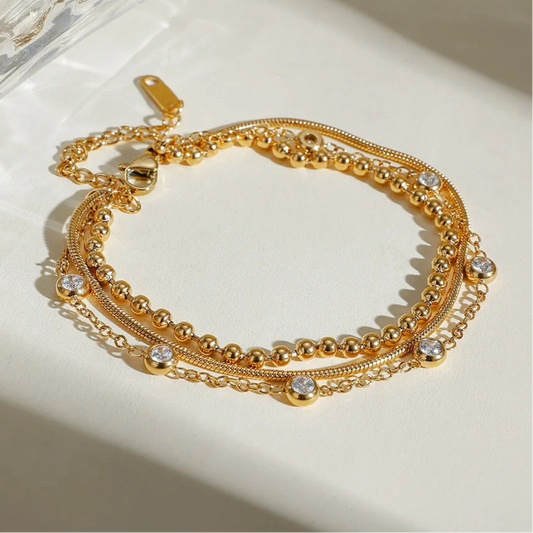 18K Gold-Plated Layered Inlaid Zircon Bracelet