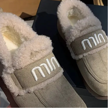 Faux Fur Suede Round Toe Slip-Ons in 3 Colours