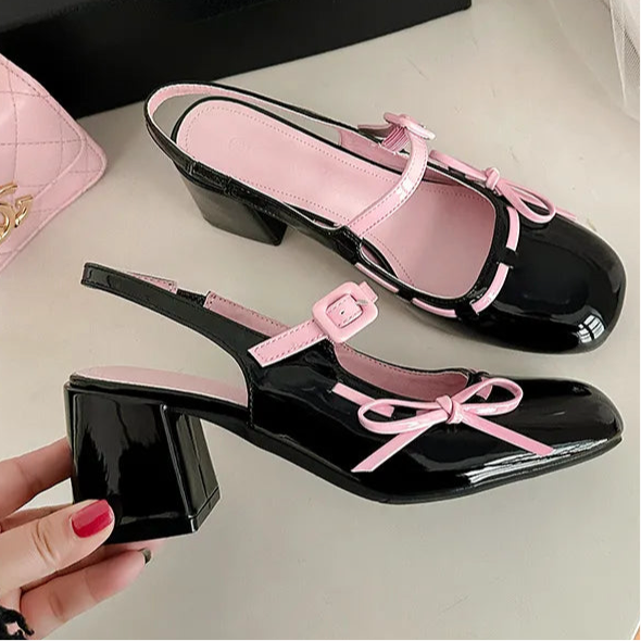 Round Toe Block Heels Loafers in 2 Colours