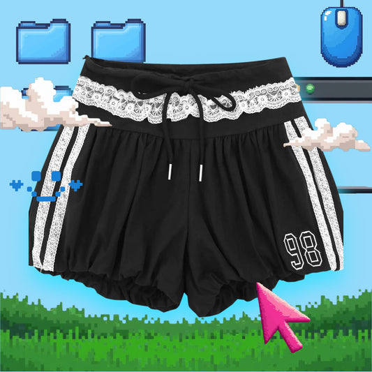 Lace Trim Shorts with Drawstring in 2 Colours