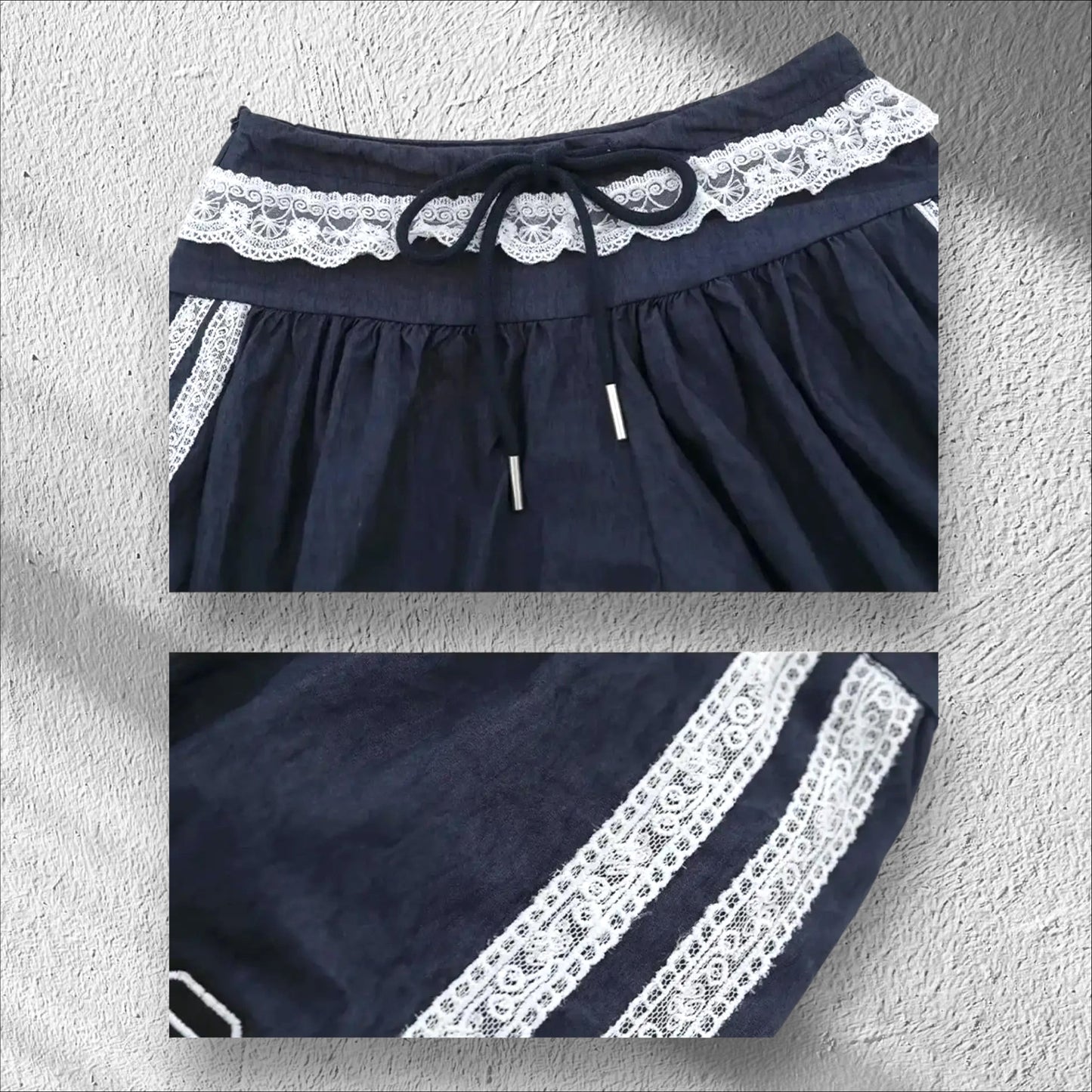 Lace Trim Shorts with Drawstring in 2 Colours