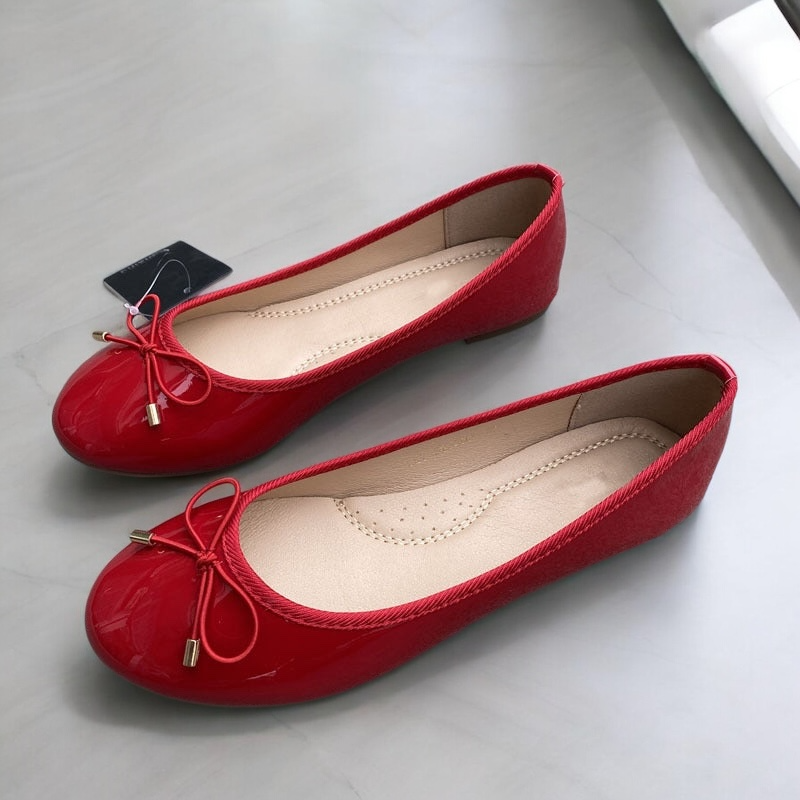 French Style Round Elegant Bow Ballet Flat Cushion in 2 Colours