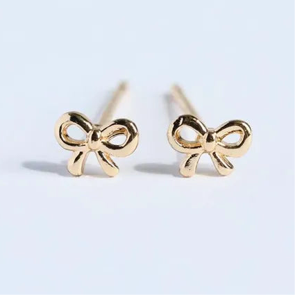 Copper Bow Stud Earrings in Gold & Sliver