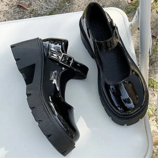 Platform Mary Jane Loafers with Buckle Strap in 3 Colours