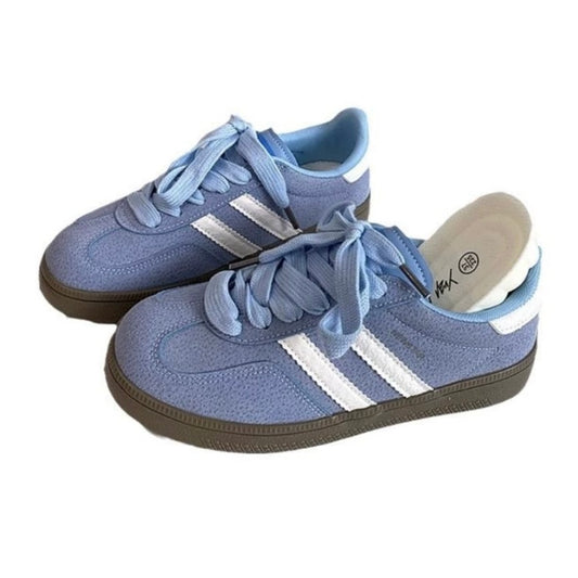 Contrast Round Toe Flat Sneakers