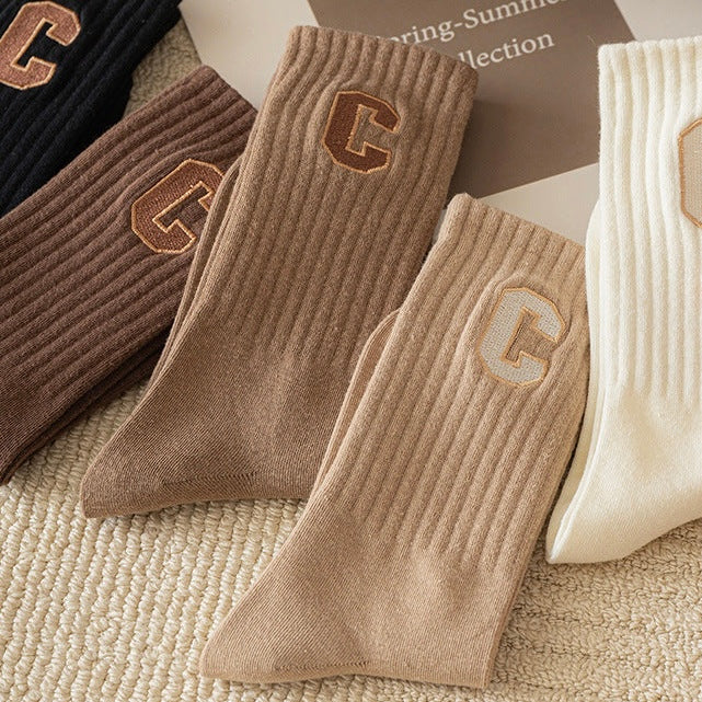 Summer Soft Cotton Letter Sneaker Socks Assorted Packs in 6 Colours