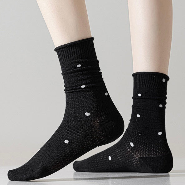Summer Cotton Long Barrel Stacked Mesh Breathable Antibacterial Socks in 6 Colours