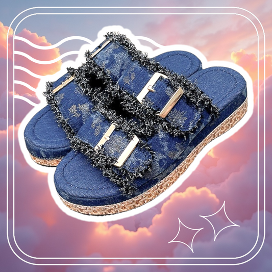 Open Toe Double Buckle Platform Sandals