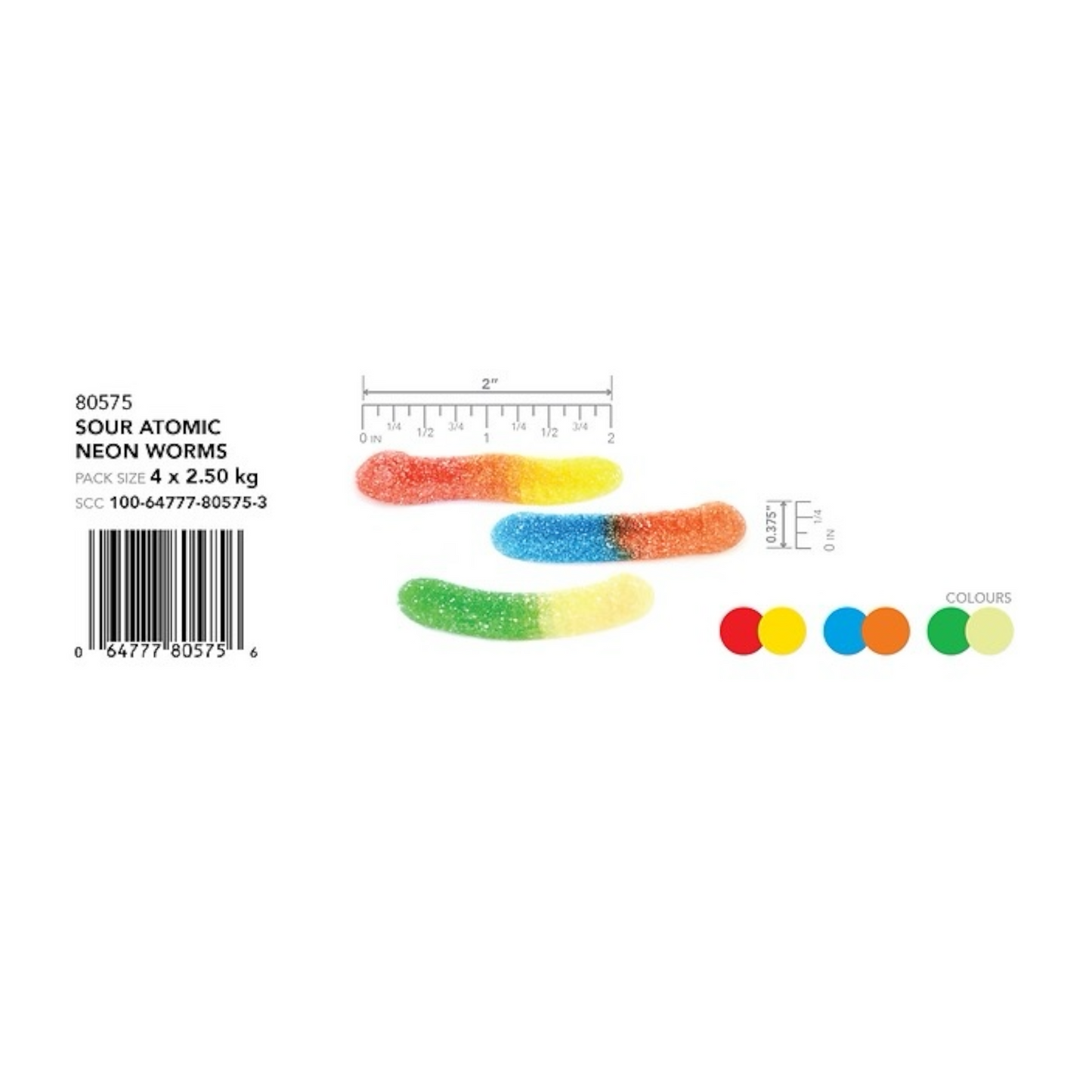 CANADA CANDY 🇨🇦| Sour Atomic Neon Worms, Assorted Fruit, 2.5 Kilogram
